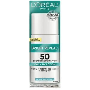 L'Oreal Paris Bright Reveal Daily UV Lotion SPF 50, Reduces Dark Spots, 1.7 fl o